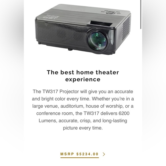 LSP TW317 Smart Projector W/ 80” Digital Projector Lockscreen - Picture 6 of 7